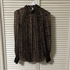 H&M Black and Brown Animal Print Blouse